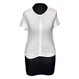 Ruched White T-Shirt H&M Divided Medium Cotton Blend Short Sleeves